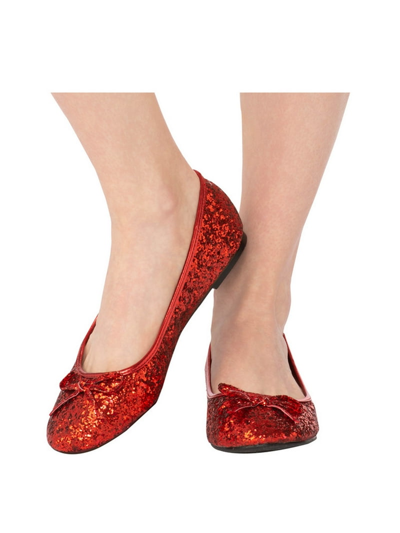 Rubies Glitter Red Costume Ballet Shoes for Adults, Women's size