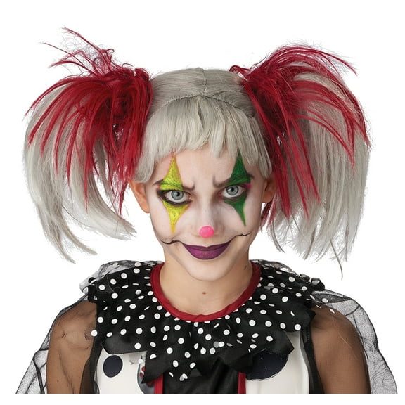 Glow in the Dark Punk Pigtails Wig (Red/Grey)