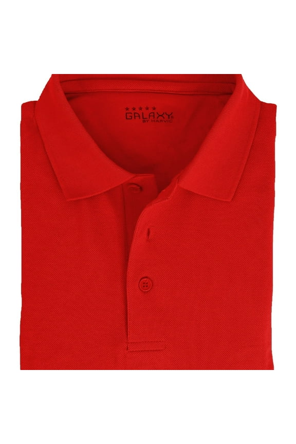 Mens Solid Knit Polo Shirt, Red, X-Large