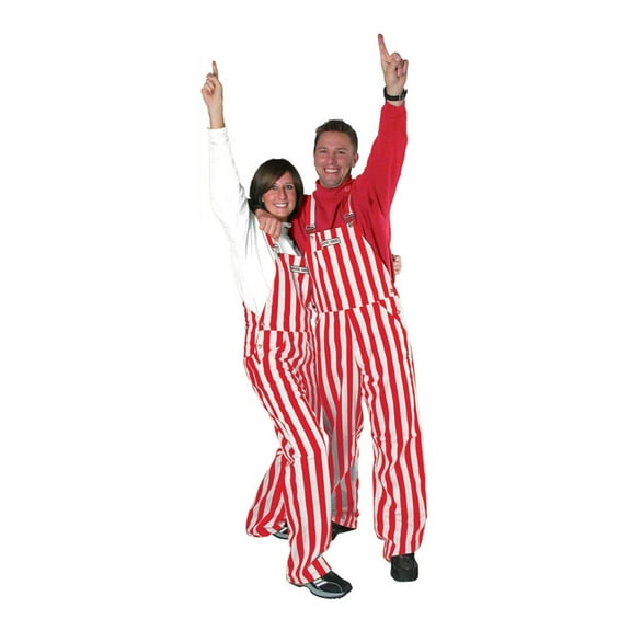 Adult Red & White Striped Game Bibs Overalls, XX-Large