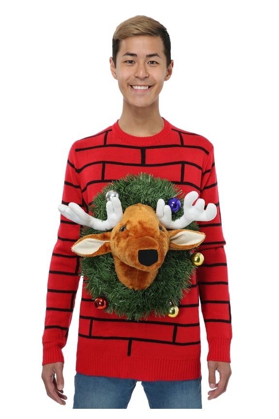 Adult Reindeer Head Ugly Christmas Sweater