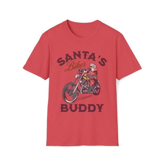 Adult Retro Biker Santa T-Shirt, Christmas Motorcycle Riding Santa Shirt