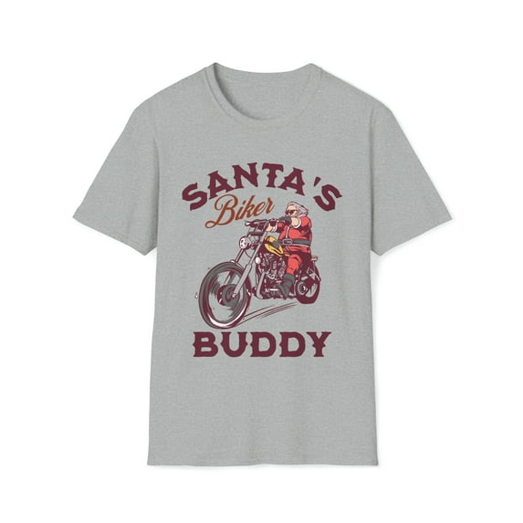Adult Retro Biker Santa T-Shirt, Christmas Motorcycle Riding Santa Shirt