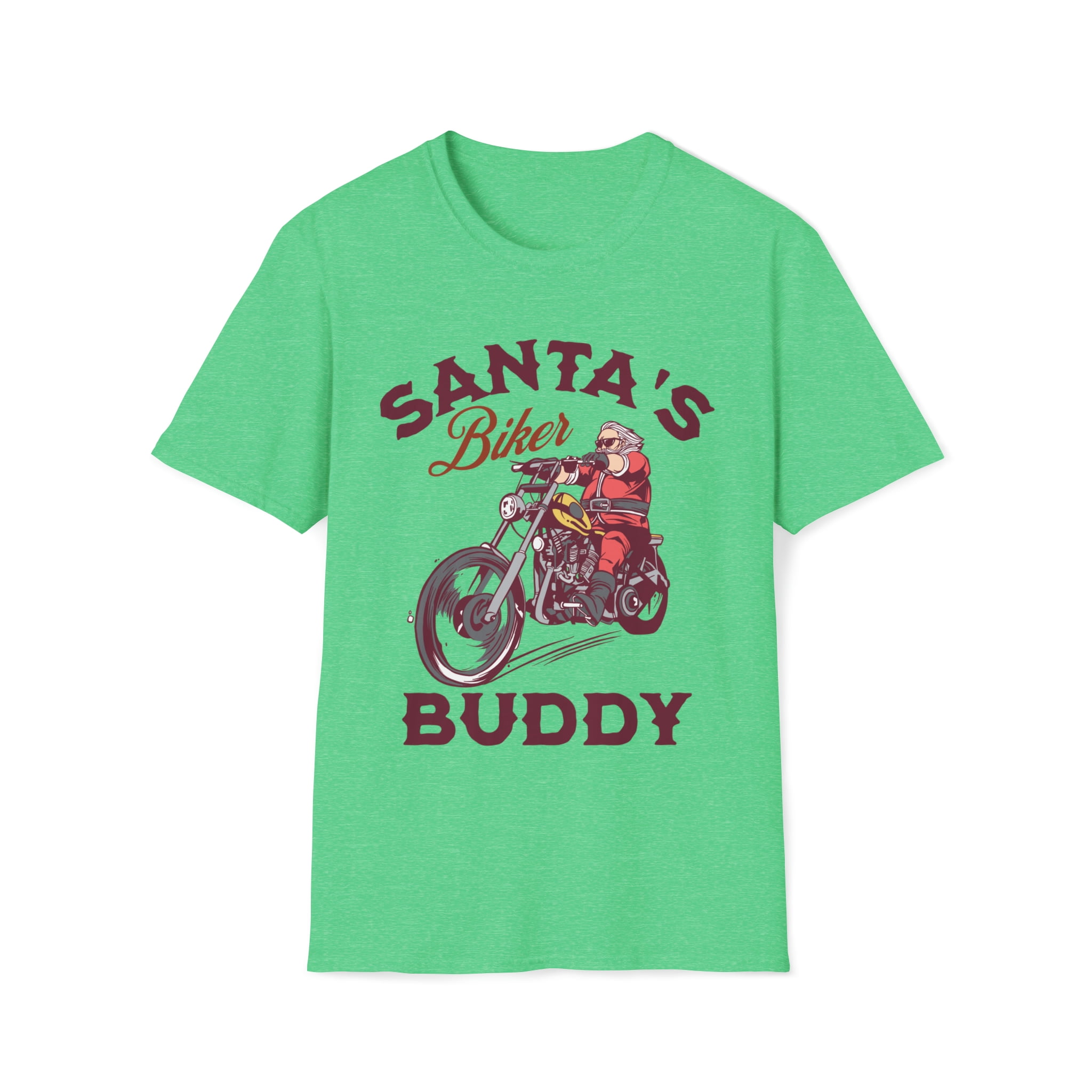Adult Retro Biker Santa TShirt, Christmas Motorcycle Riding Santa Shirt