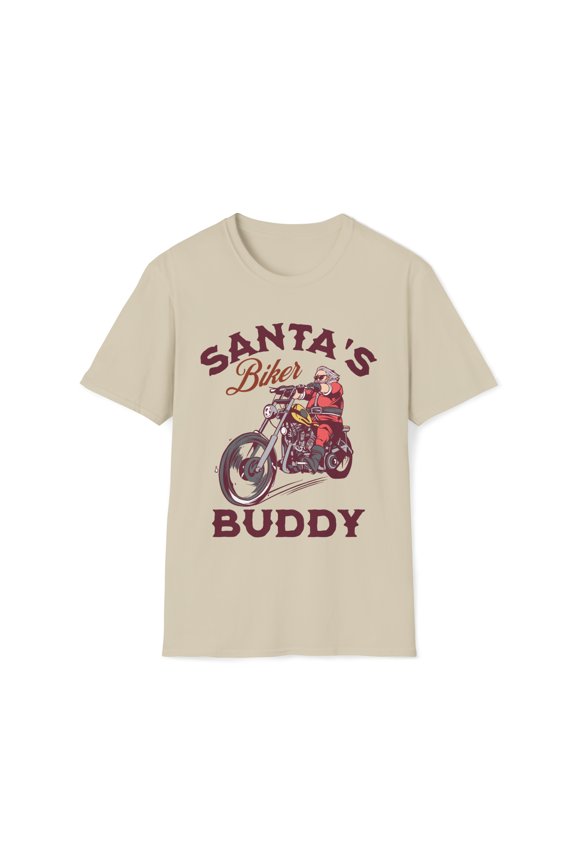 Adult Retro Biker Santa T-Shirt, Christmas Motorcycle Riding Santa Shirt