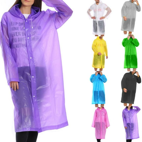 Adult Reusable Plastic Raincoat Solid Color Women Men Waterproof Poncho Outdoor Camping Rain Coat