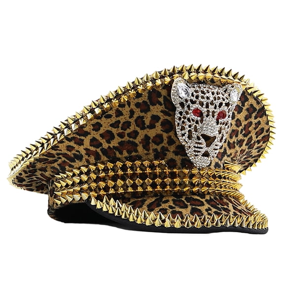 Adult Rivet Hat for Music Festivals Ceremony Halloween Captain Hat Taking Photo Music Festivals Officer Hat