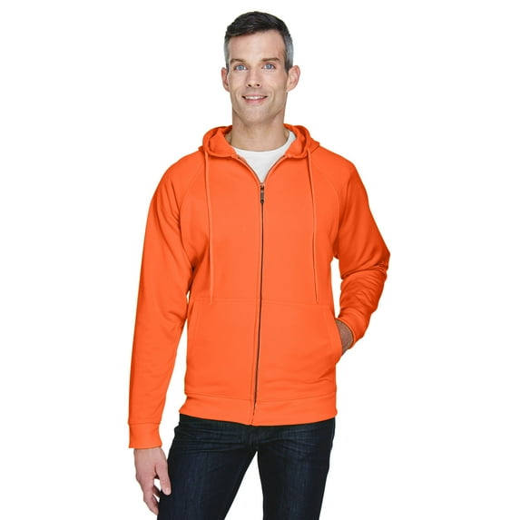 Adult Rugged Wear Thermal-Lined Full-Zip Fleece Hooded Sweatshirt - BRIGHT ORANGE - 4XL