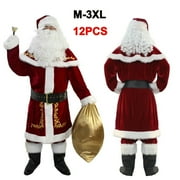 Adult Santa Claus Christmas Suit Costume Set 12PCS for Party Cosplay -M