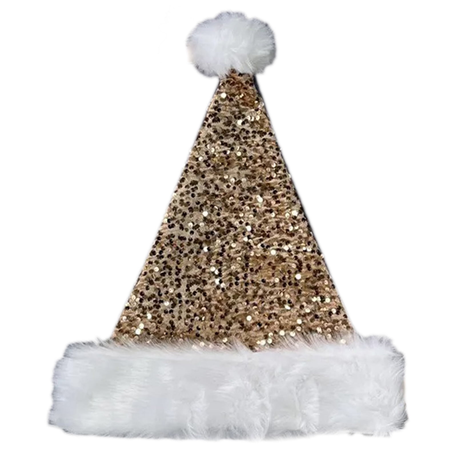 Adult Santa Hat with Sequins Thicken Plush for Holiday Comfort Liner ...
