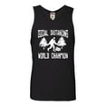 thumbnail image 1 of Adult Sasquatch Social Distancing World Champion Bigfoot Sleeveless Tank Top Cotton T-Shirt, 1 of 1