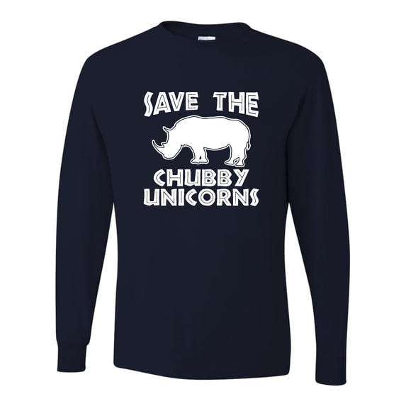 Adult Save The Chubby Unicorns Funny Rhino Long Sleeve T-Shirt