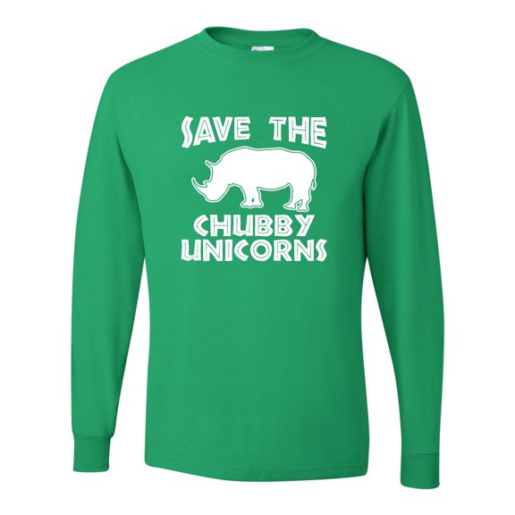 Adult Save The Chubby Unicorns Funny Rhino Long Sleeve T-Shirt