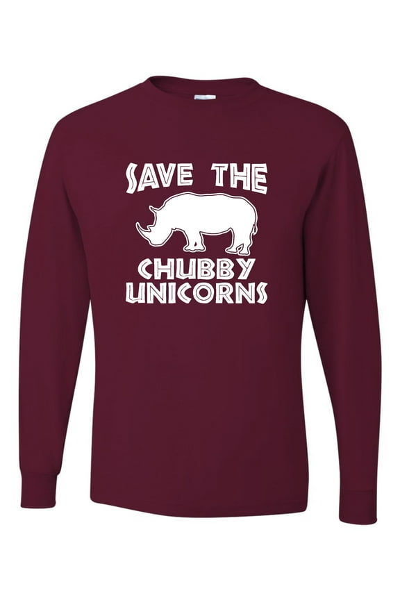 Adult Save The Chubby Unicorns Funny Rhino Long Sleeve T-Shirt