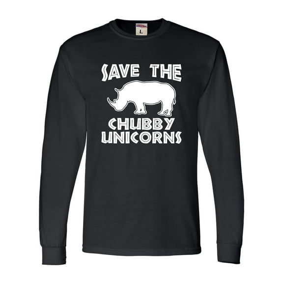 Adult Save The Chubby Unicorns Funny Rhino Long Sleeve T-Shirt