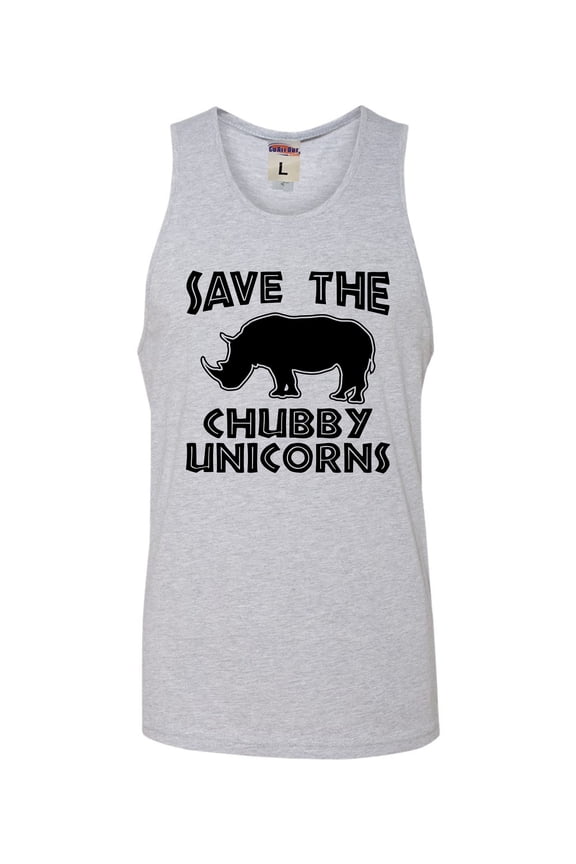 Adult Save The Chubby Unicorns Funny Rhino Sleeveless Tank Top Cotton T-Shirt
