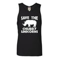 thumbnail image 1 of Adult Save The Chubby Unicorns Funny Rhino Sleeveless Tank Top Cotton T-Shirt, 1 of 1
