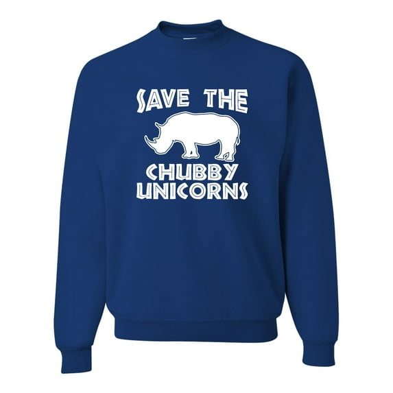 Adult Save The Chubby Unicorns Funny Rhino Sweatshirt Crewneck