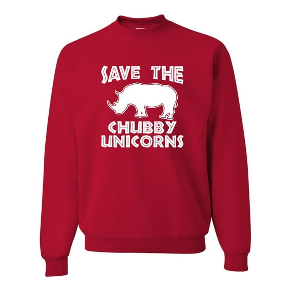 Adult Save The Chubby Unicorns Funny Rhino Sweatshirt Crewneck