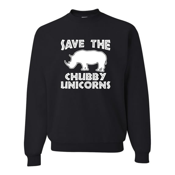 Adult Save The Chubby Unicorns Funny Rhino Sweatshirt Crewneck