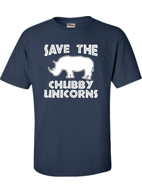 Adult Save The Chubby Unicorns Funny Rhino T-Shirt