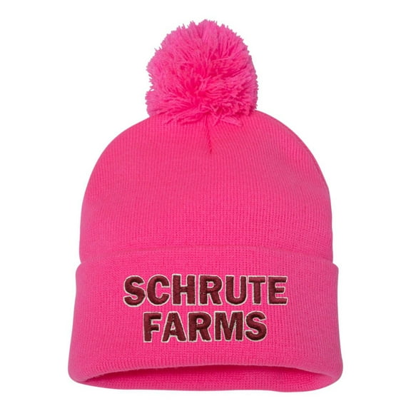 Adult Schrute Farms Embroidered Knit Beanie Pom Cap