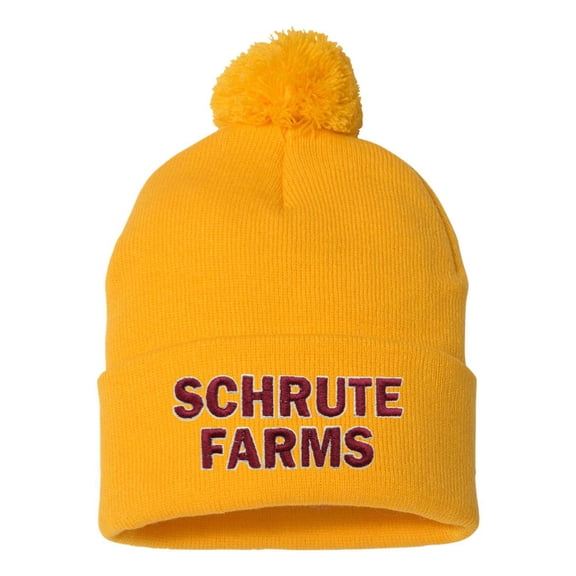 Adult Schrute Farms Embroidered Knit Beanie Pom Cap