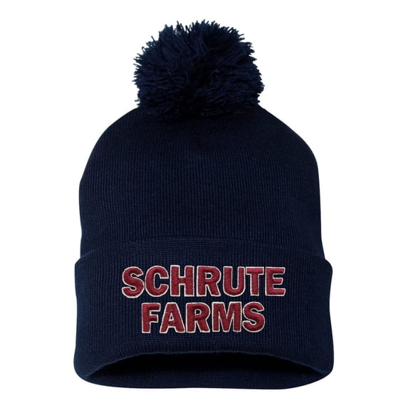 Adult Schrute Farms Embroidered Knit Beanie Pom Cap