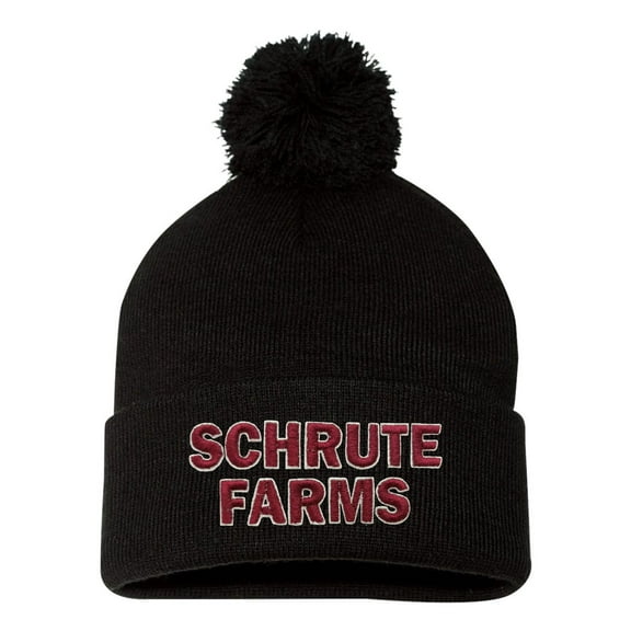 Adult Schrute Farms Embroidered Knit Beanie Pom Cap