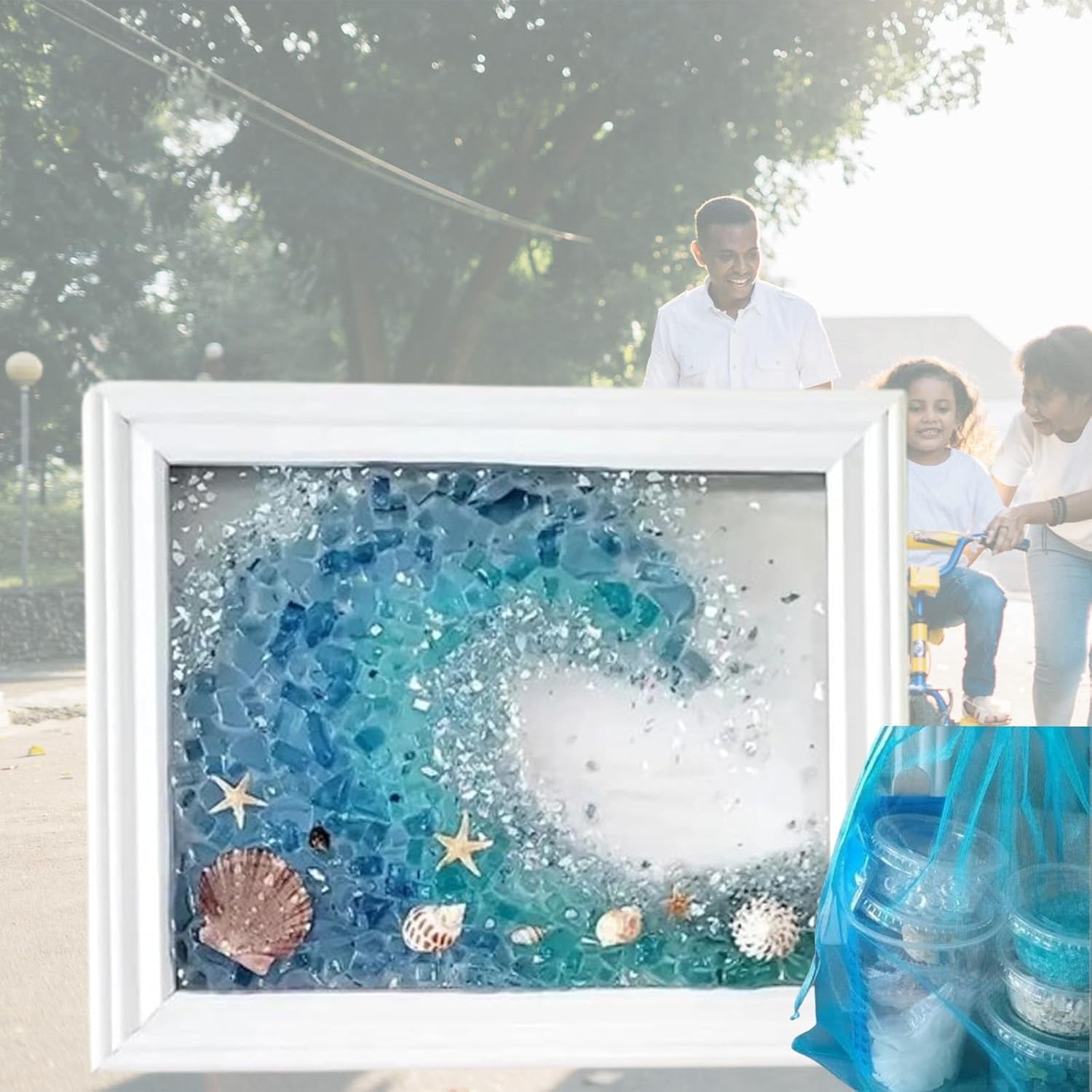 Sea Glass Art Kit,Sea Glass Art Kits for Adults,DIY Mosaic Arts and Craft Kits,Resin Beach Art Kit for Home Decoration