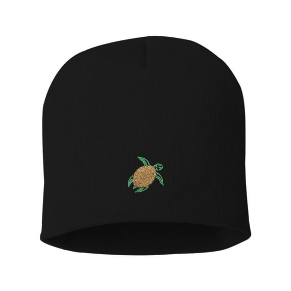 Adult Sea Turtle Embroidered Knit Beanie Cap