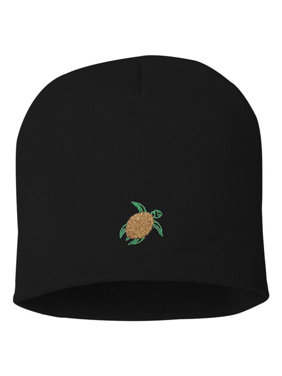 Adult Sea Turtle Embroidered Knit Beanie Cap