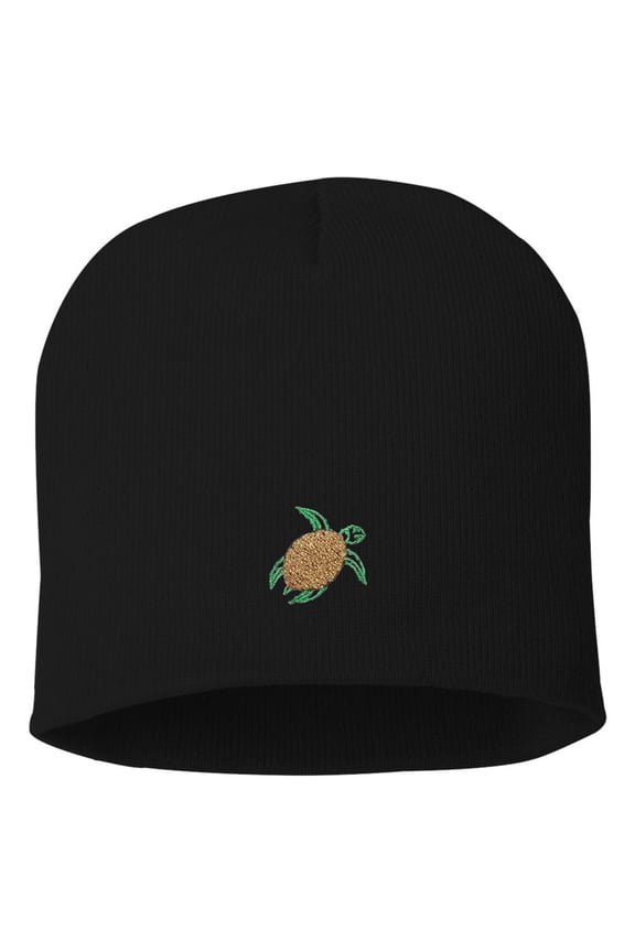 Adult Sea Turtle Embroidered Knit Beanie Cap