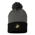 thumbnail image 1 of Adult Sea Turtle Embroidered Knit Beanie Pom Cap, 1 of 1