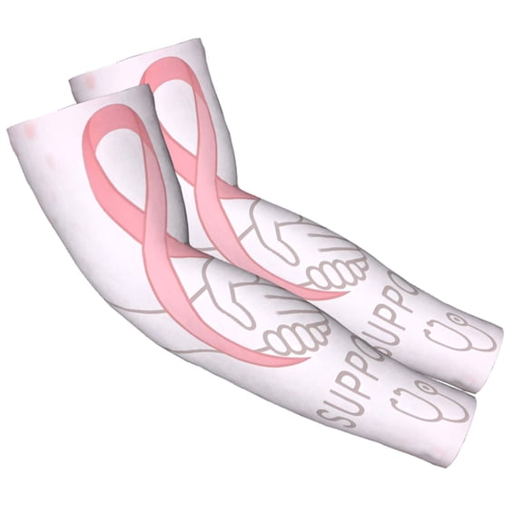 Adult Seamless Ice Sleeves Cooling Arm Sleeves 4-Way Stretch Uv Protection Outdoor Sleeves Volleyball Running Hiking Straight Style Breast Cancer Awareness - Support