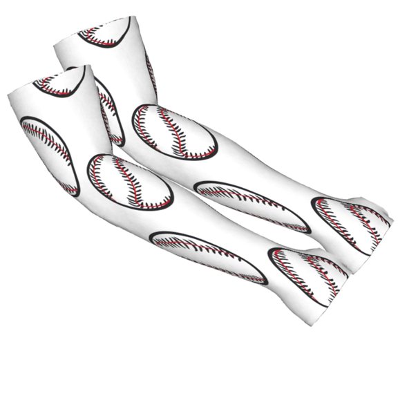 Adult Seamless Ice Sleeves Cooling Arm Sleeves 4-Way Stretch Uv Protection Outdoor Sleeves Volleyball Running Hiking Thumb Style Baseball Theme Sporty Dynamic Style