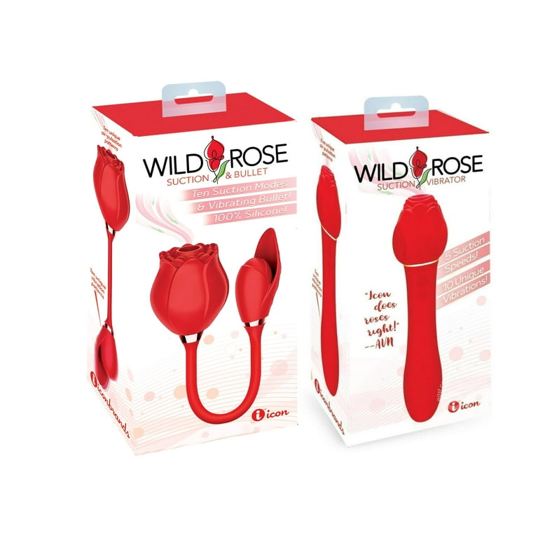 Adult Sex toy Bundle of Wild Rose And Bullet And Icon Brands Wild Rose  Rechargeable Silicone Suction + Vibrator - Red - Walmart.com