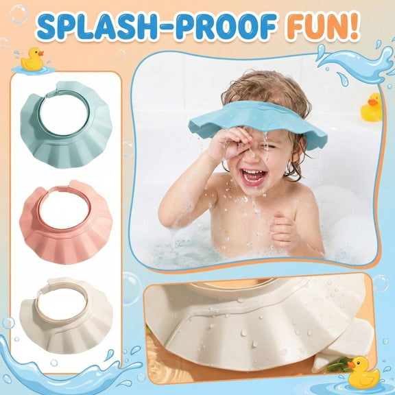 Adult Shampoo Cap Rinse Hair Wash Shower Cap for Bath Time Waterproof Protector Shield for Eyes and Ears Reusable Children's Bath Visor Hat (1 Pack)