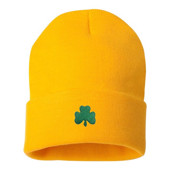 Adult Shamrock St. Patrick's Day Embroidered Cuffed Knit Beanie Cap