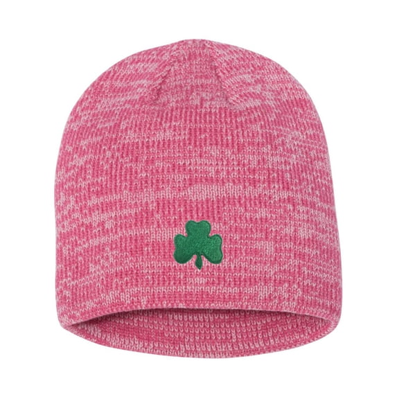 Adult Shamrock St. Patrick's Day Embroidered Marled Knit Beanie Cap