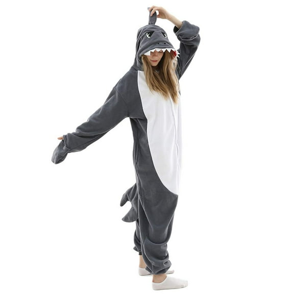 Adult Shark Onesie Adult Shark Costume, Halloween Cosplay Shark Hooded Pajamas, for Lounging and Parties