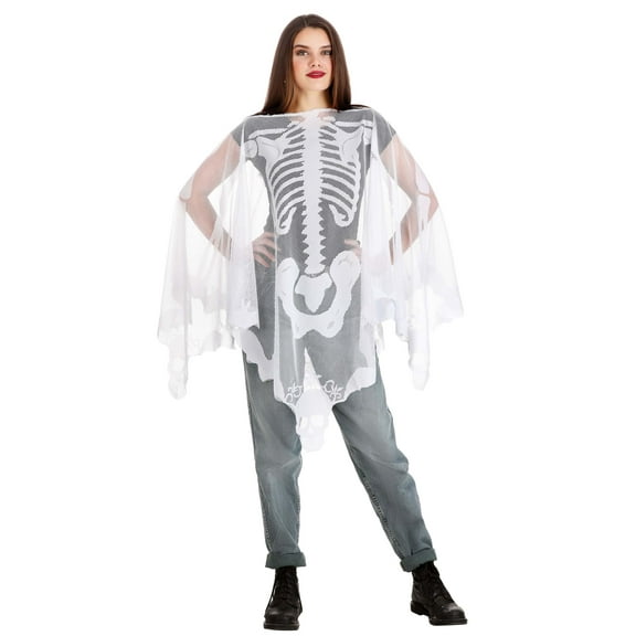 Adult Sheer Skeleton Costume Poncho