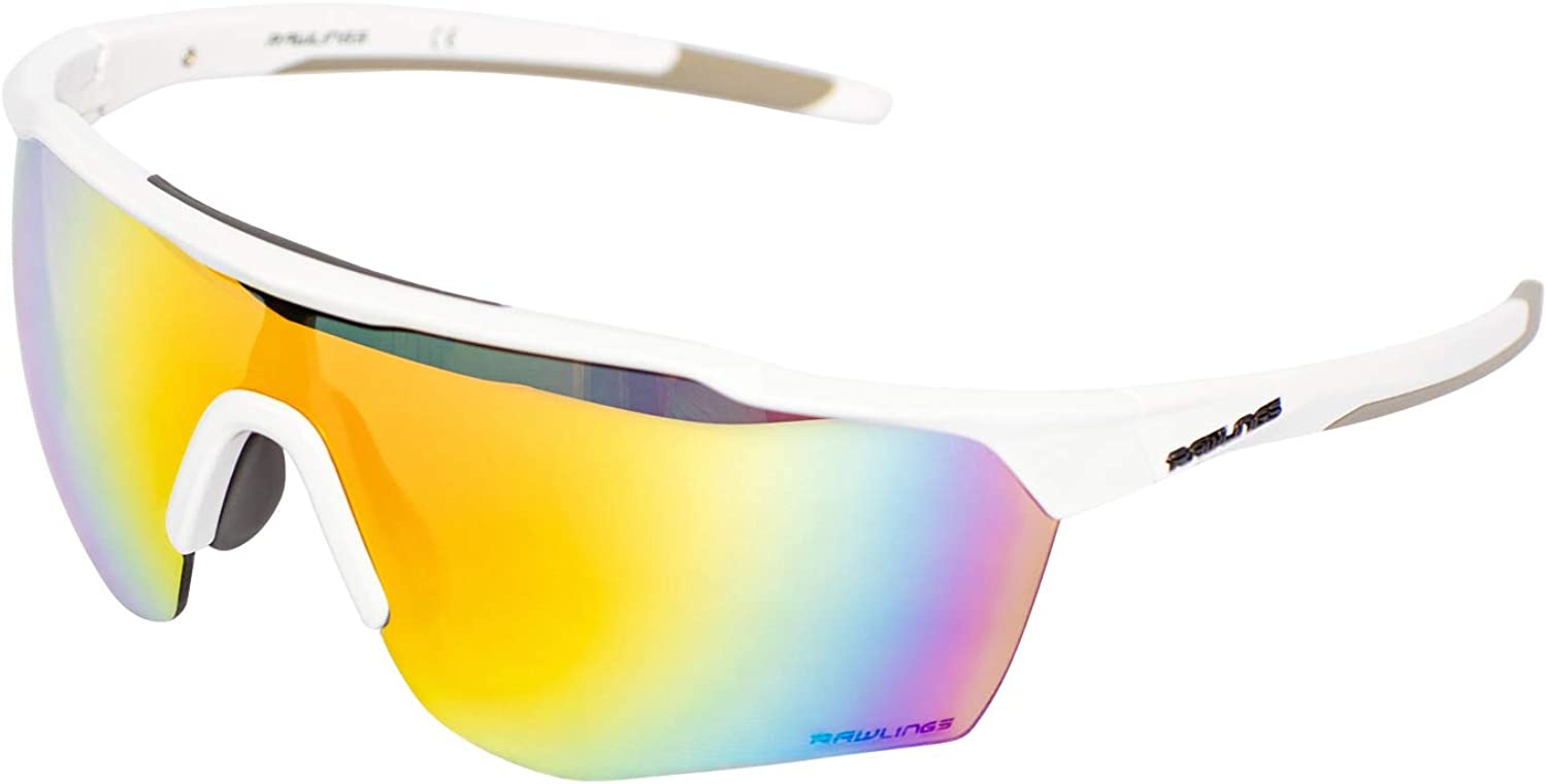 Adult Shield Baseball Sunglasses Lightweight Sports Sun Glasses for Running, Softball, Rowing, Cycling (White/Gray) - image 1 of 7