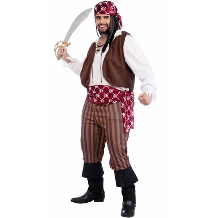 Adult Shipwrecked Pirate Plus Sized Costume