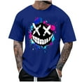 thumbnail image 1 of Adult Short Sleeve T Shirts for Men Halloween Print Crewneck Short Sleeve Graphic Crew Neck Relaxed T-Shirt（Size:S-5XL), 1 of 4