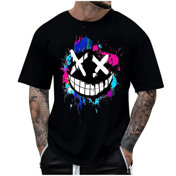 Adult Short Sleeve T Shirts for Men Halloween Print Crewneck Short Sleeve Graphic Crew Neck Relaxed T-Shirt锛圫ize:S-5XL)