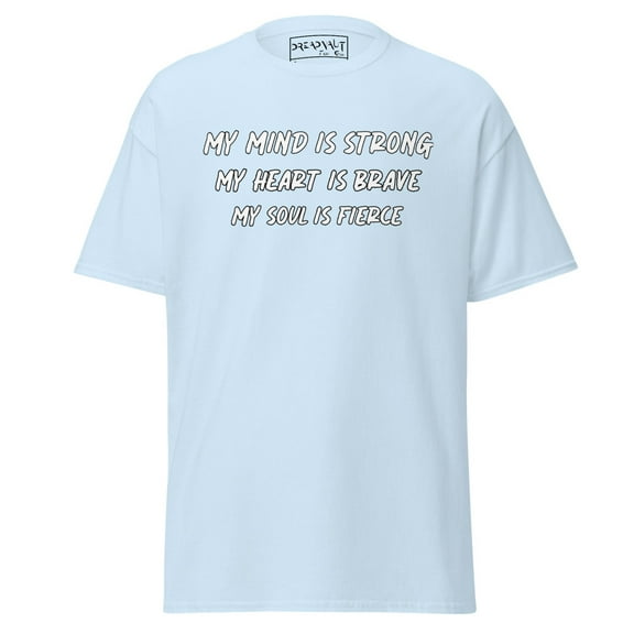 Adult Short-Sleeved T-Shirt Mind Heart Soul (Light Blue, S)