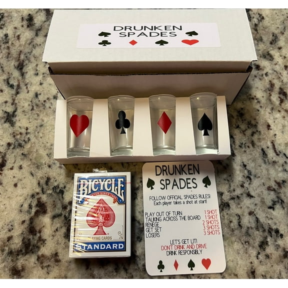 Adult Shot Glass Drunken Spades Drinking Game Set