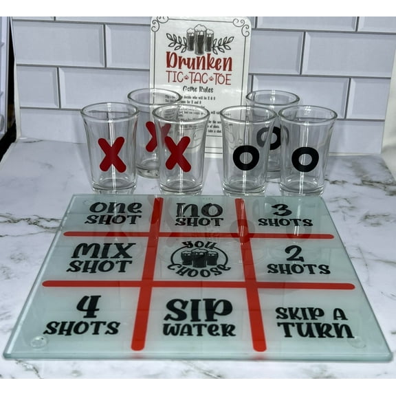 Adult Shot Glass Drunken Tic Tac Toe Drinking Game Set