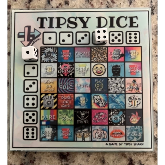 Adult Shot Glass Tipsy Dice Drinking Game Set